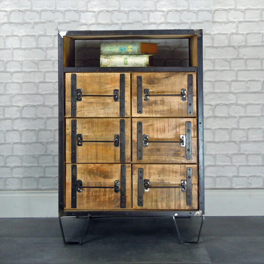 Industrial wood and metal cabinet