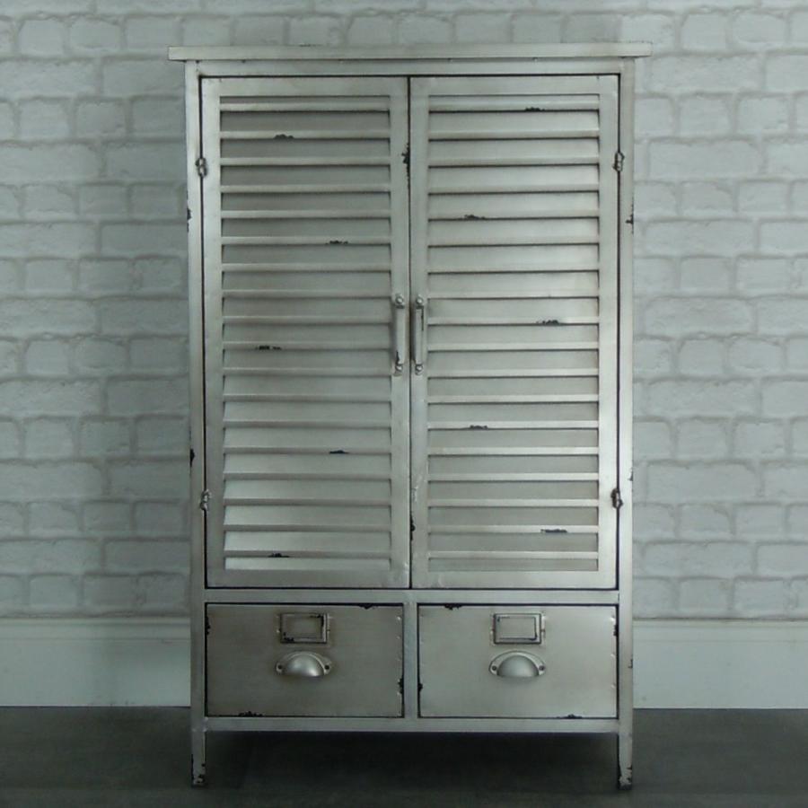 Industrial metal cabinet with louvred doors