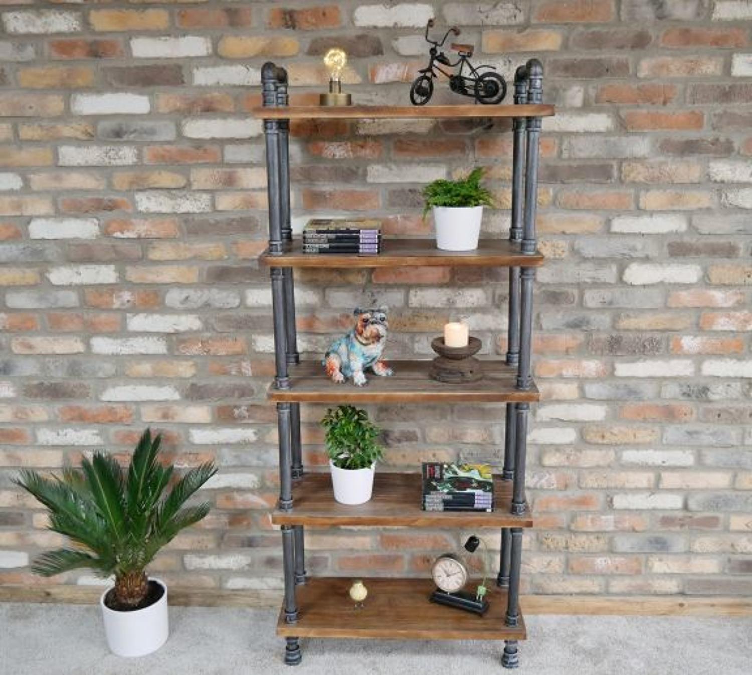 Industrial Wood Shelving Unit With, Metal And Wood Shelving Unit