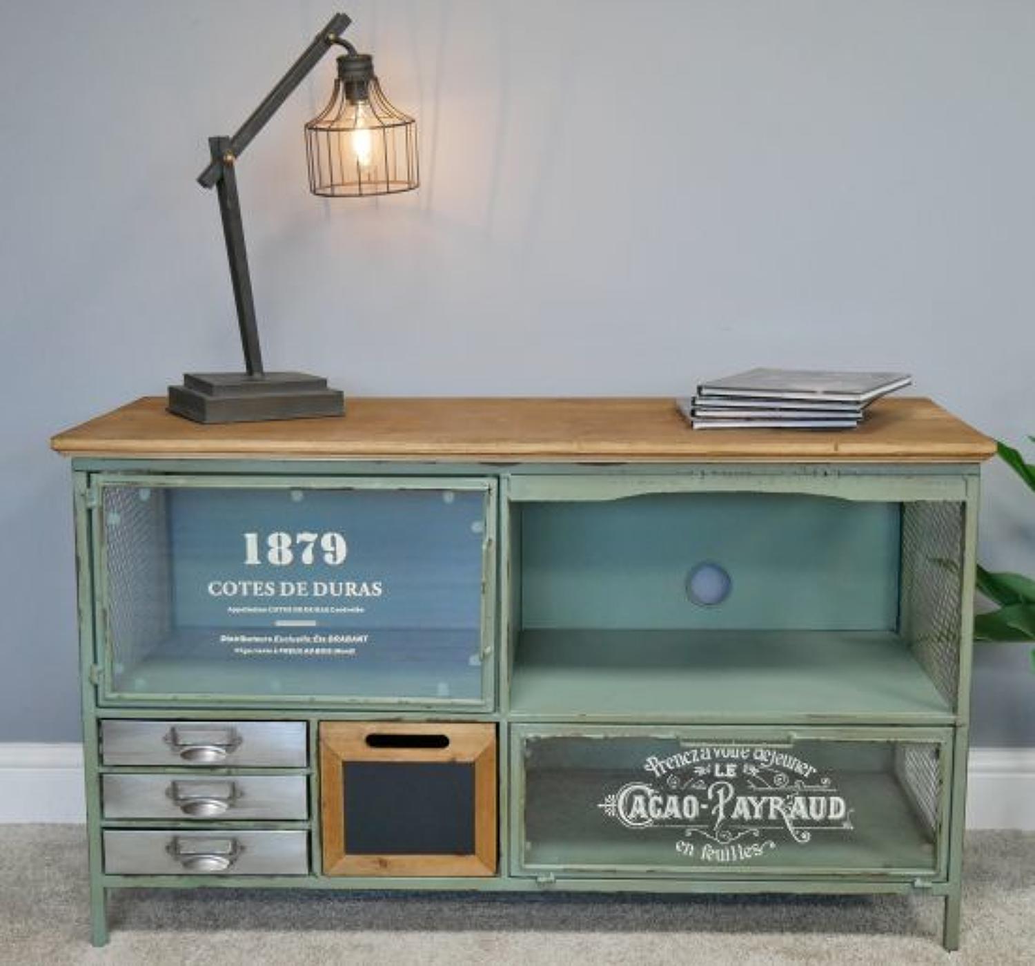 Metal and wood Industrial TV Cabinet