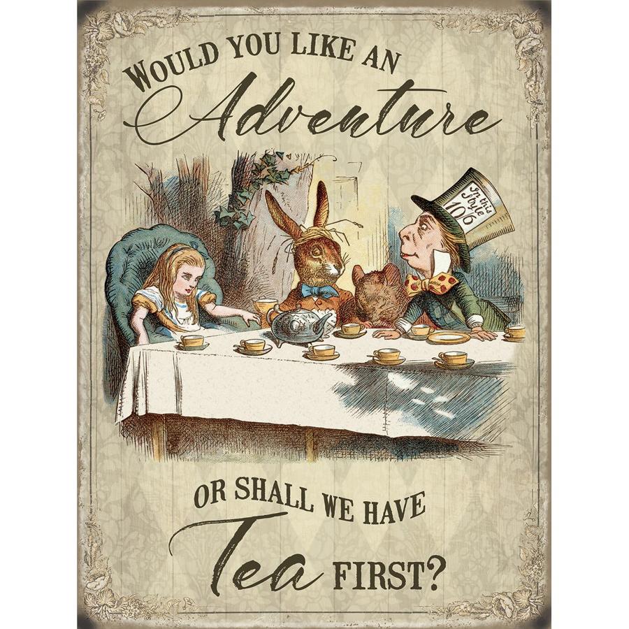 Alice in Wonderland, Would you like an adventure, metal sign.