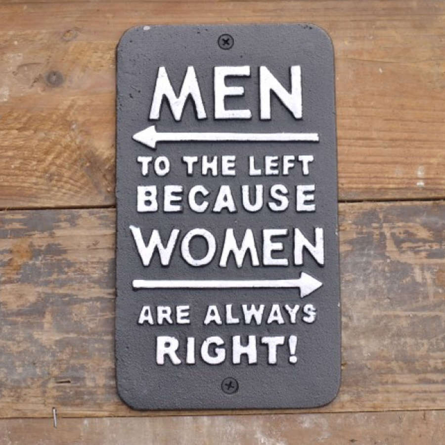 Cast Iron wall hanging Women Right sign