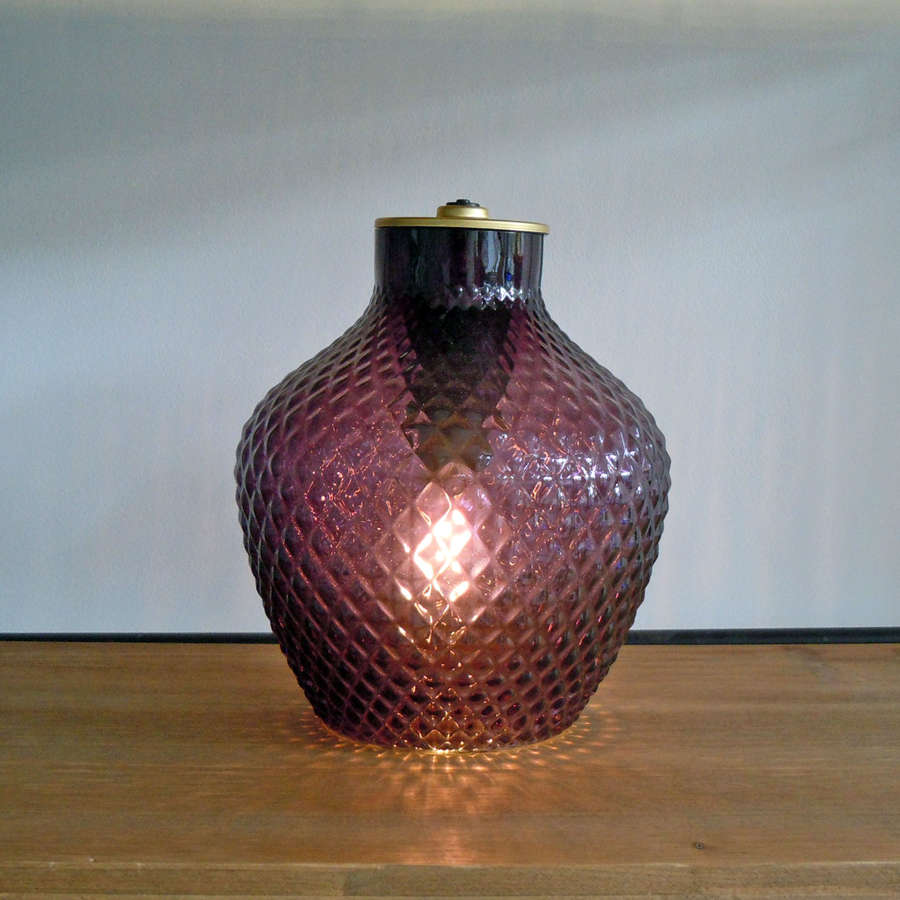 Purple diamond vase LED battery lamp
