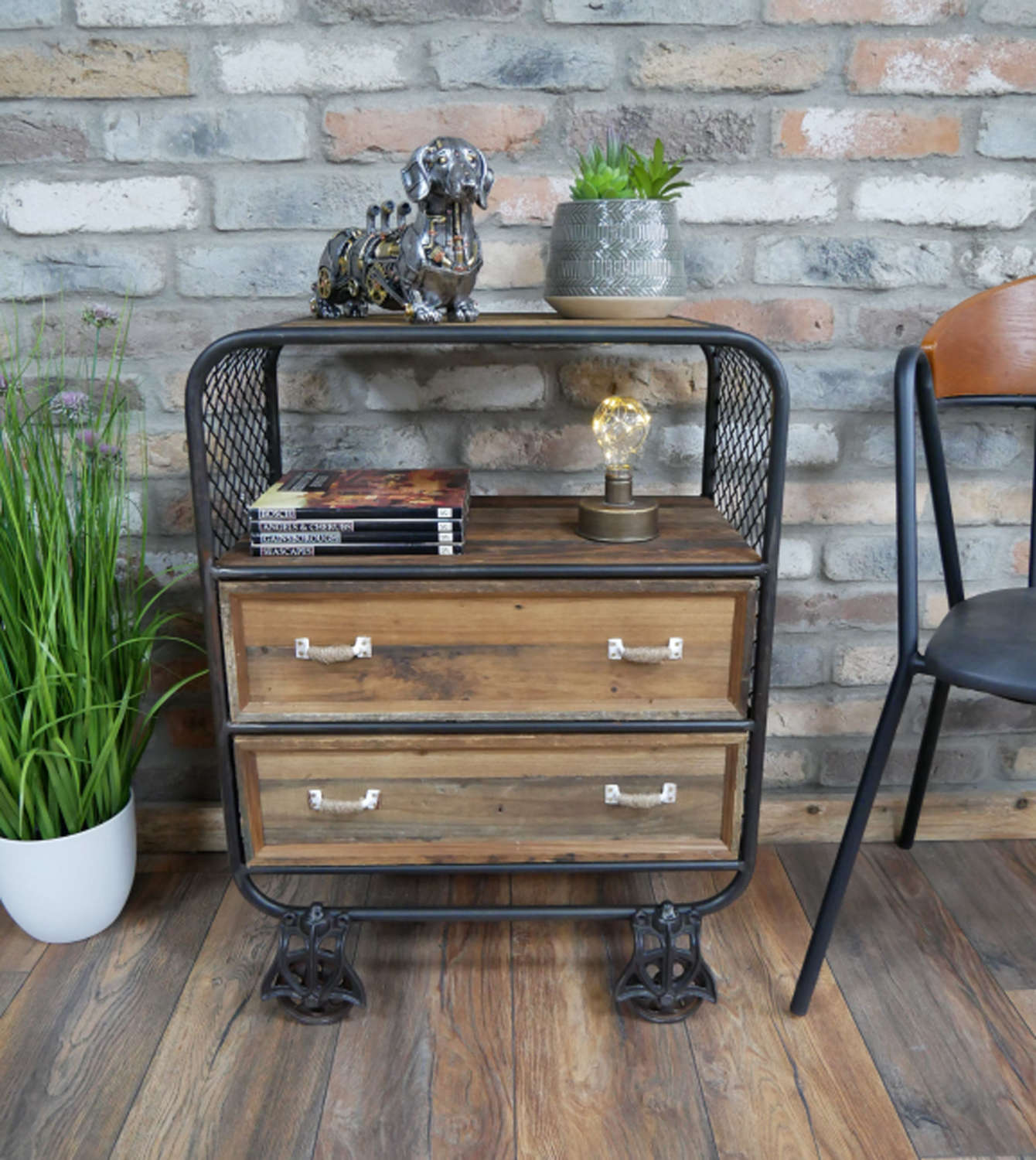 Rustic Industrial cabinet 2 Drawers