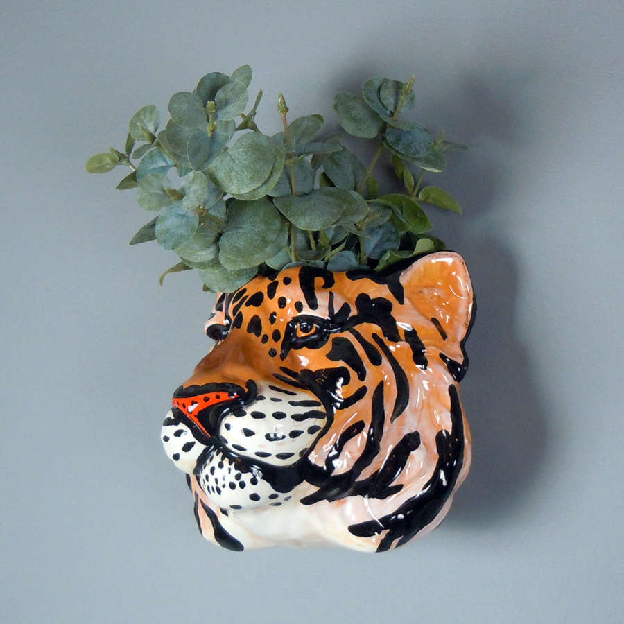 Ceramic Tiger head wall planter