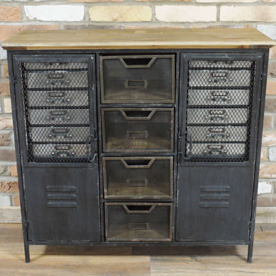 Industrial metal cabinet with drawers