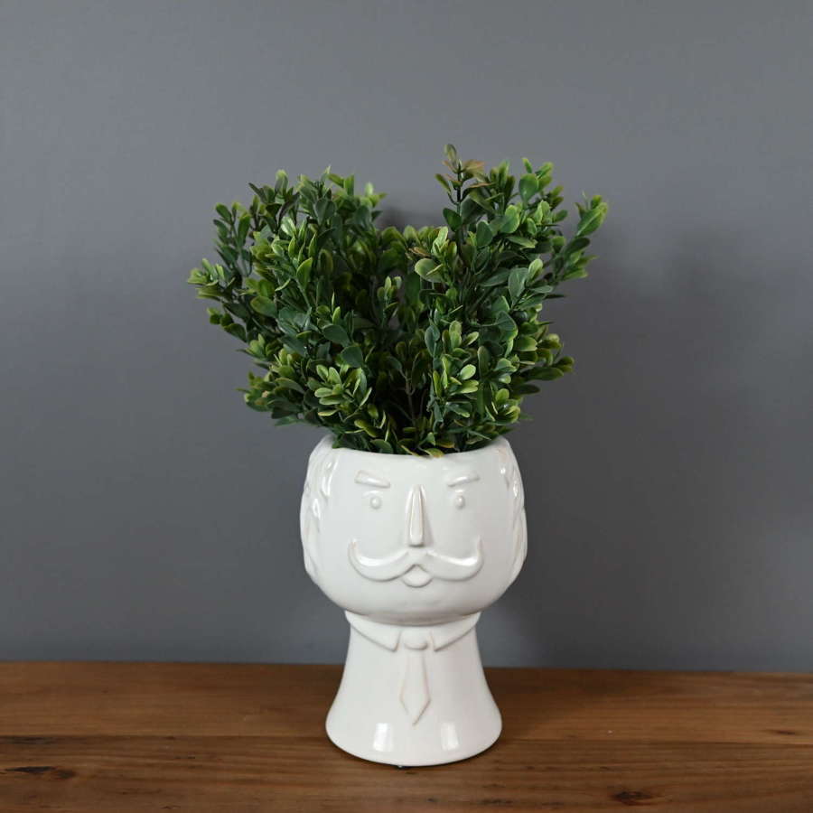 Sir Julius white ceramic face vase planter