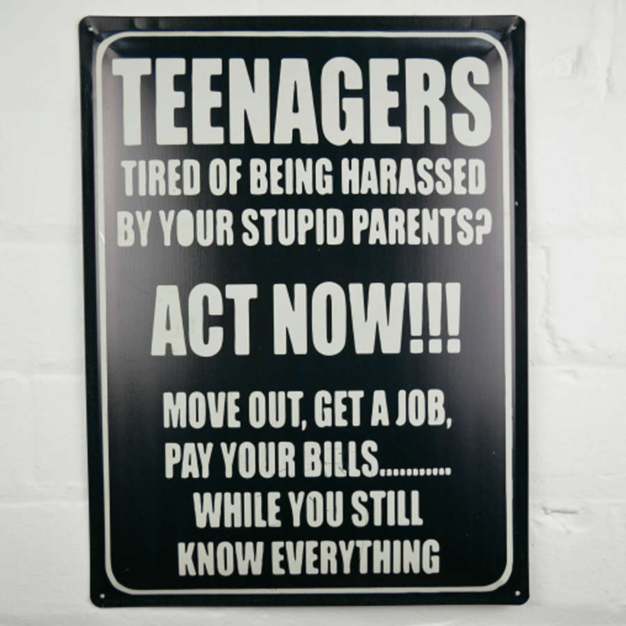 Teenager Metal wall hanging sign sign