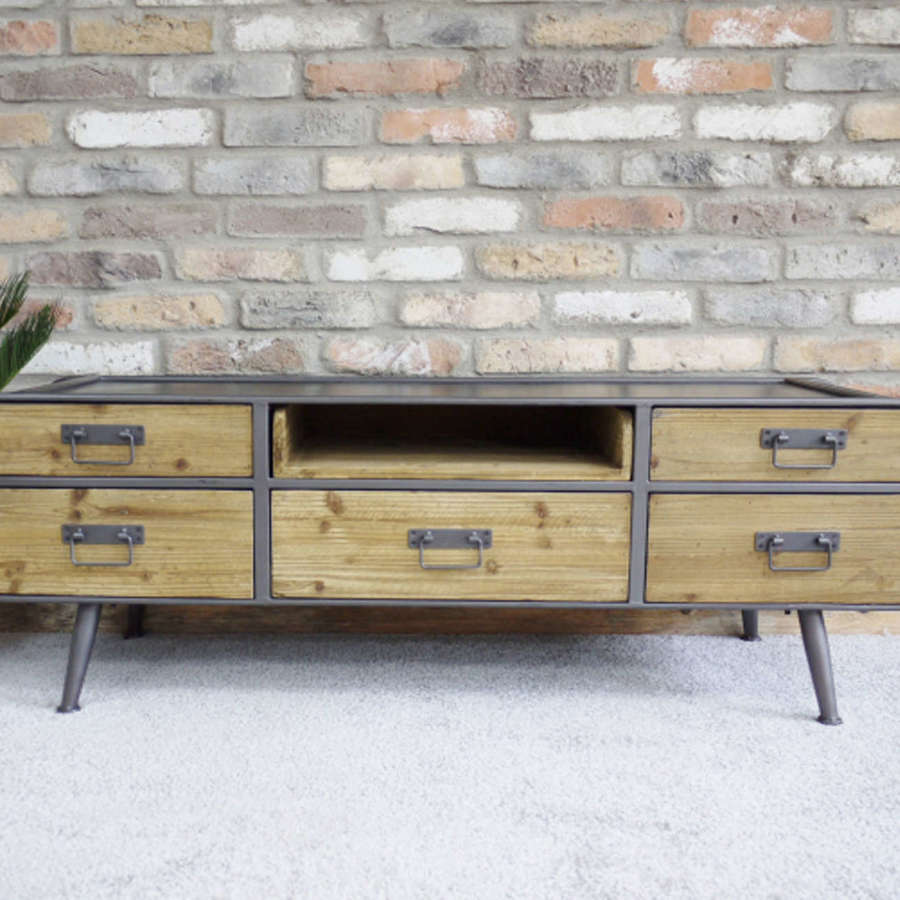 Urban industrial TV stand cabinet