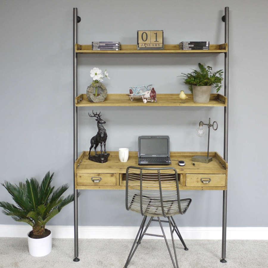 Urban style Desk with ladder style shelving