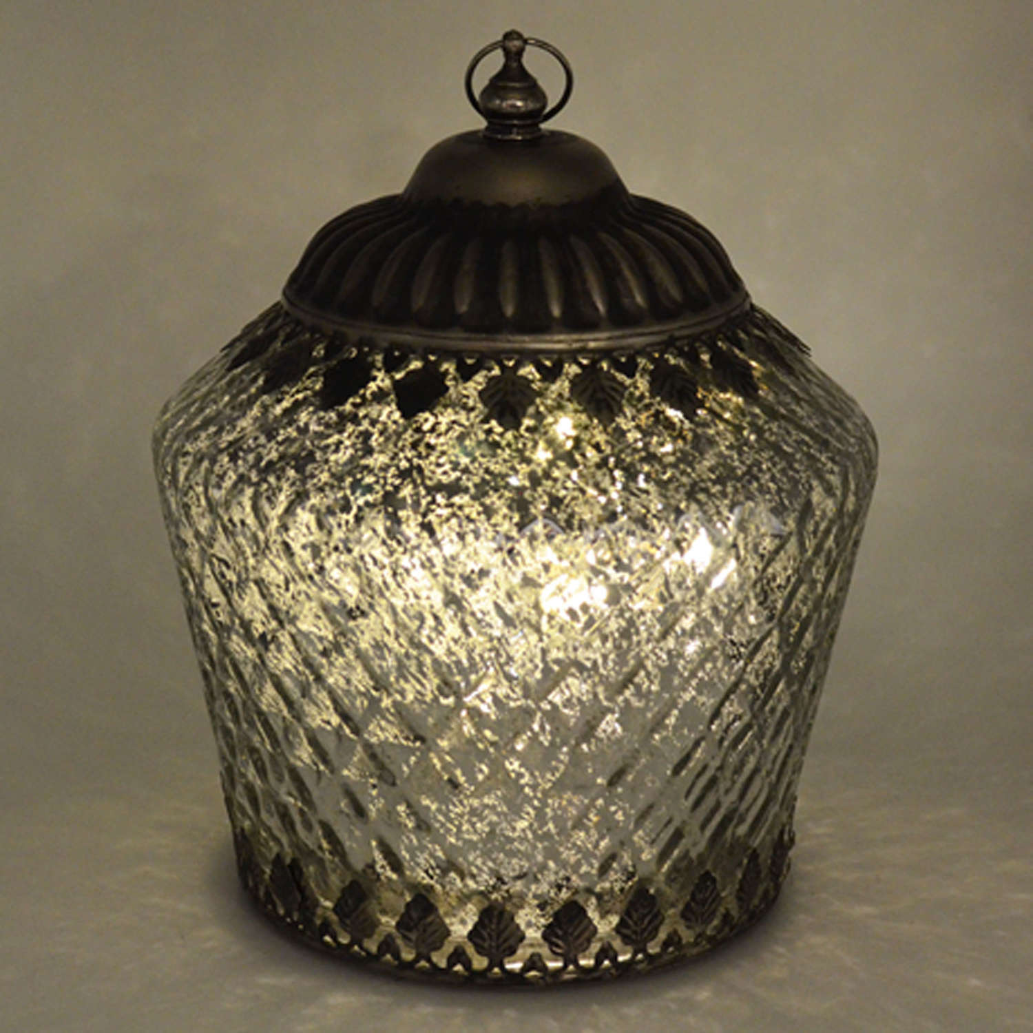 Silver LED pattern lantern