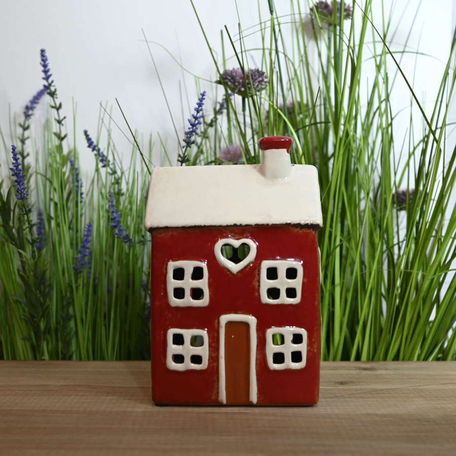 Pottery Village red house tealight holder