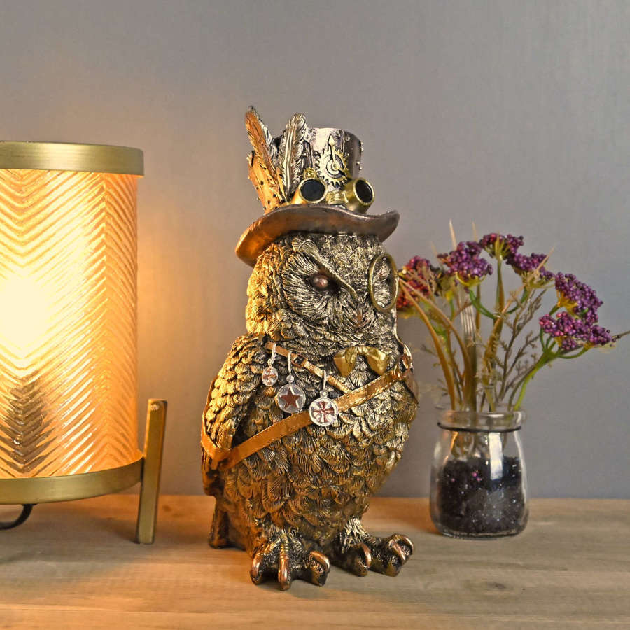Steampunk Golden Owl.